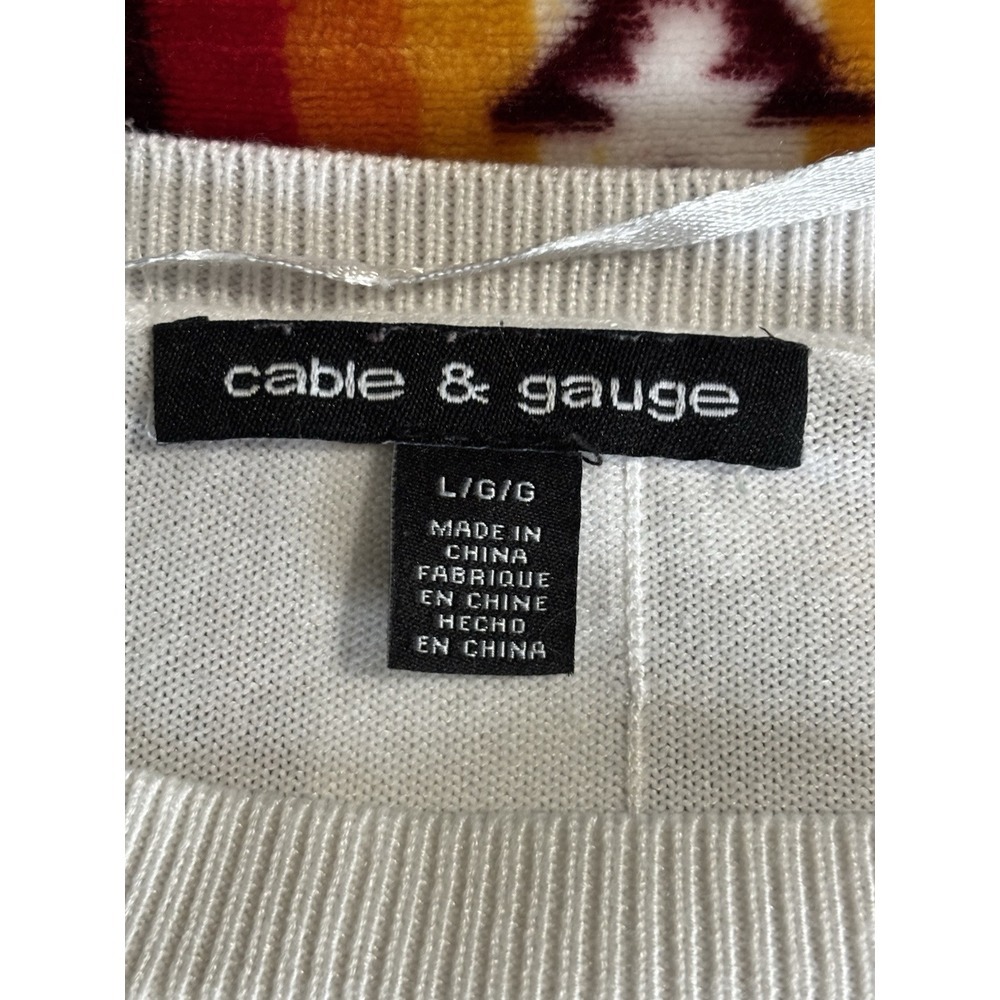 Cable & Gauge Black/White/Gray‎ 3/4 Sleeve Sweater Button Back Size Large - Picture 6 of 8